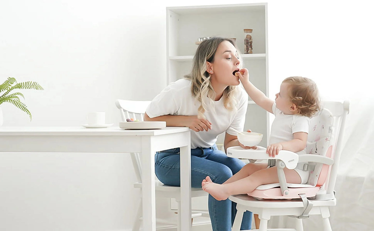 Toddler Booster Seat 2 in 1 Portable High Chair,Baby Dining Table,Removable Tray & Seat Pad,Easy to Travel,Black