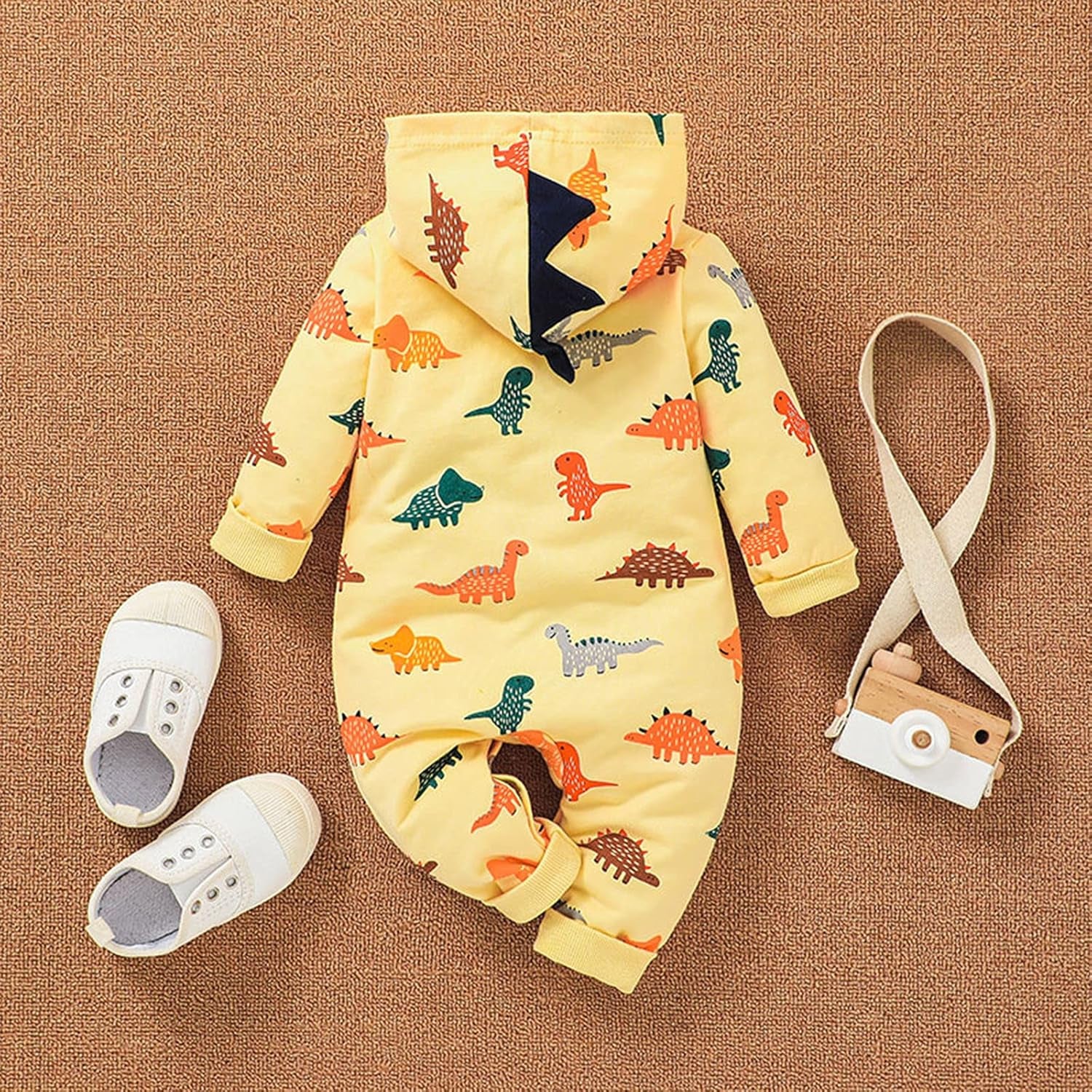 Newborn Jumpsuit Clothes Infant Baby Boy Girl 3D Dinosaur Hooded Romper Outfits 0-24 Months