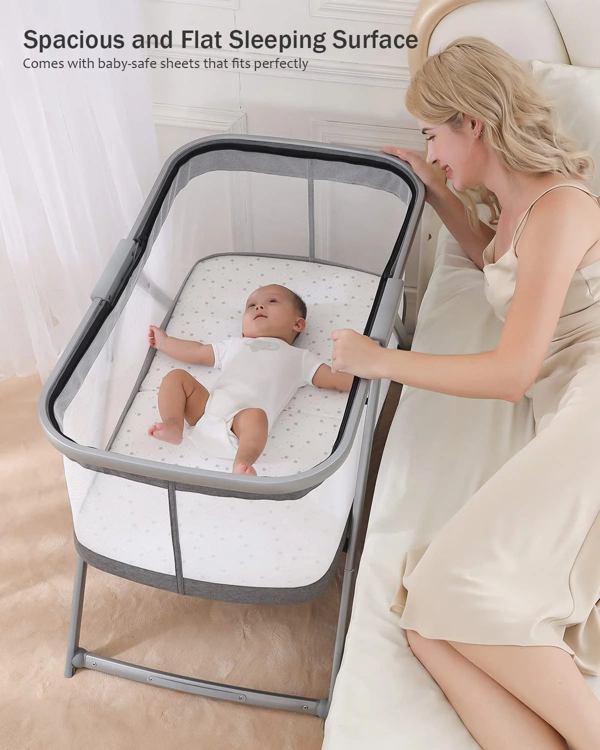 All Mesh Baby Cot with Mattress Canopy 3-In-1 Mist Ultra Travel Bed,Infant Unisex 0-8 Months