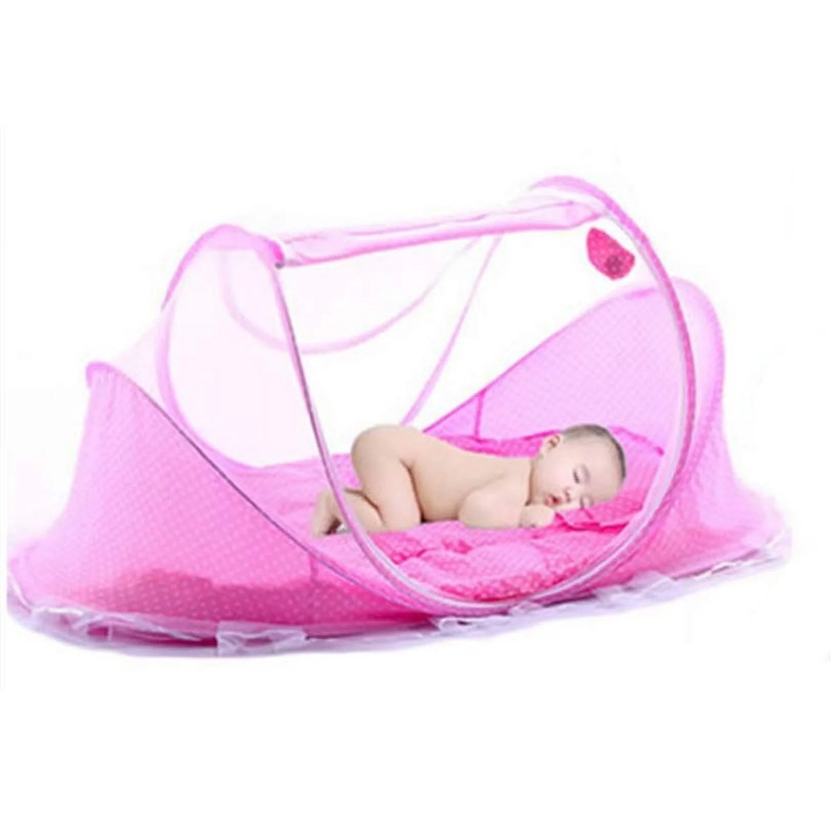 Baby Bed Mosquito Net, Portable Folding Bed Pop up Summer Travel Crib with Mosquito Net Baby Cribs Newborn Baby Crib,Pink,F118143