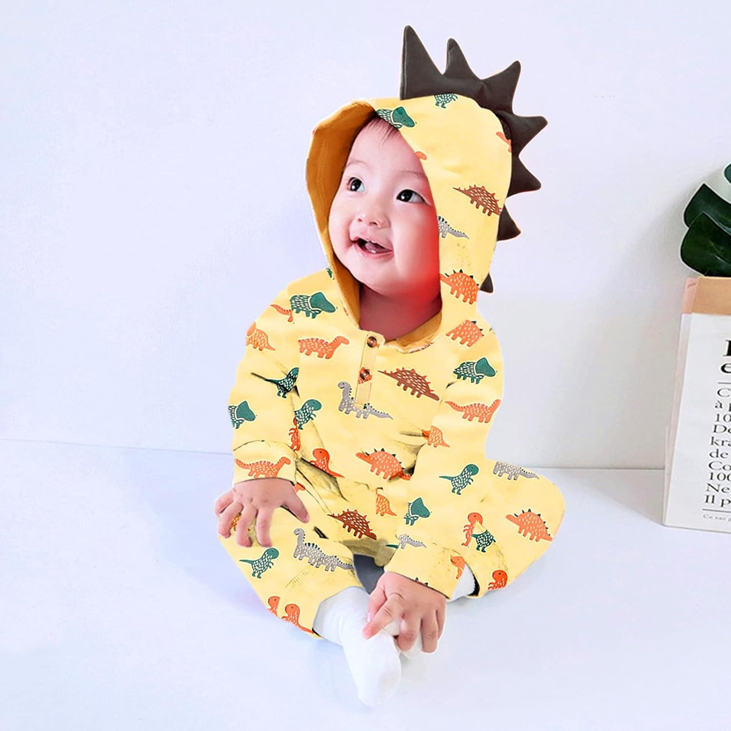 Newborn Jumpsuit Clothes Infant Baby Boy Girl 3D Dinosaur Hooded Romper Outfits 0-24 Months