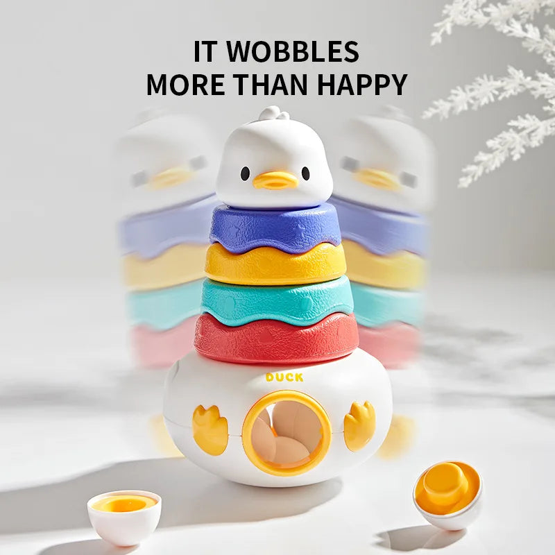 Baby Toy 0-12 Months Tumbler Cute Duck Storage Stack Shaped Sorting Game Toddler Montessori Toys Parent-Child Interactive Games