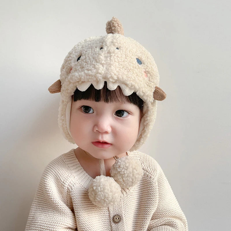 Cute Plush Baby Ear Protection Hats Thicken Warm Autumn Winter Boy Girl Anti-Cold Bonnets for Toddler Windproof Kids Earmuffs