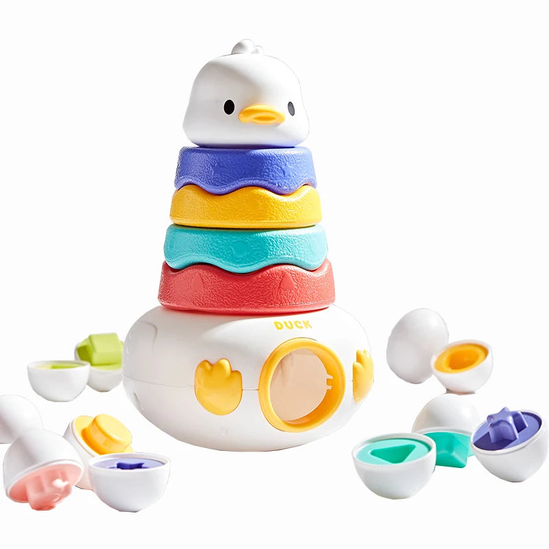 Baby Toy 0-12 Months Tumbler Cute Duck Storage Stack Shaped Sorting Game Toddler Montessori Toys Parent-Child Interactive Games