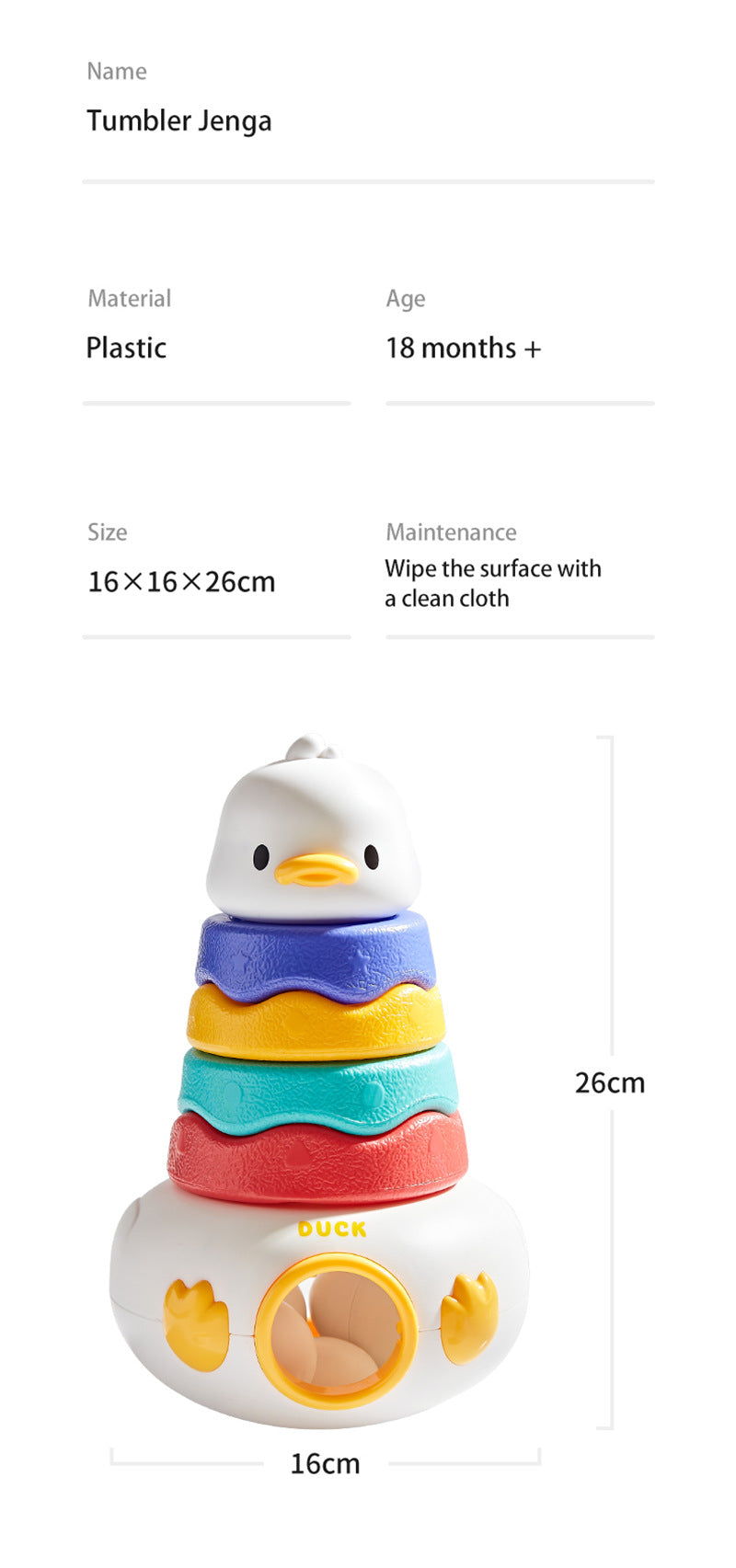 Baby Toy 0-12 Months Tumbler Cute Duck Storage Stack Shaped Sorting Game Toddler Montessori Toys Parent-Child Interactive Games