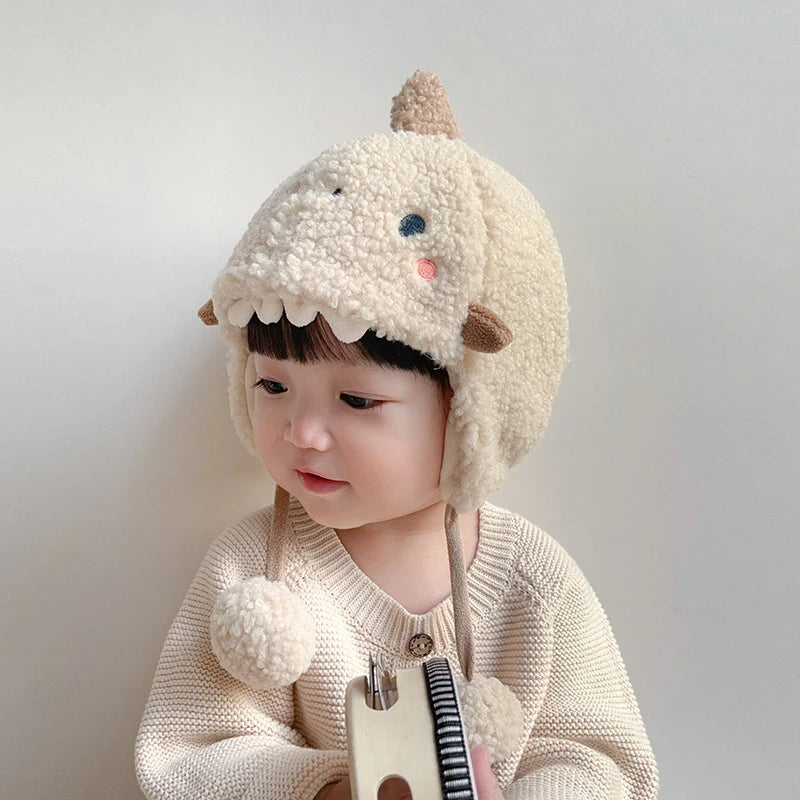 Cute Plush Baby Ear Protection Hats Thicken Warm Autumn Winter Boy Girl Anti-Cold Bonnets for Toddler Windproof Kids Earmuffs