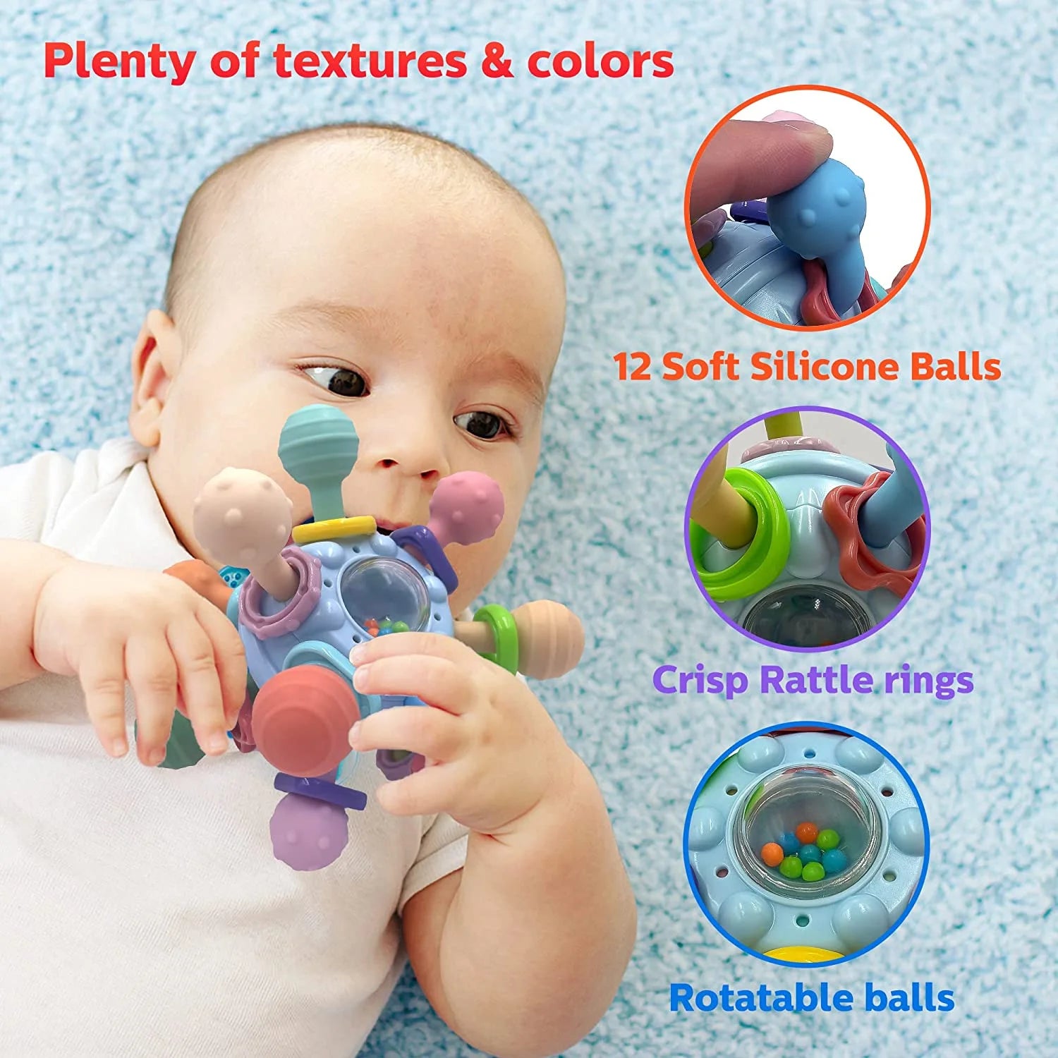 Baby Montessori Sensory Toys for 0-6 6-12 Months, Teething Toys for Babies 0 3 6 9 12 18 Months, Newborn Infant Learning Developmental Toys Gifts for 1 2 Year Old Boys Girls