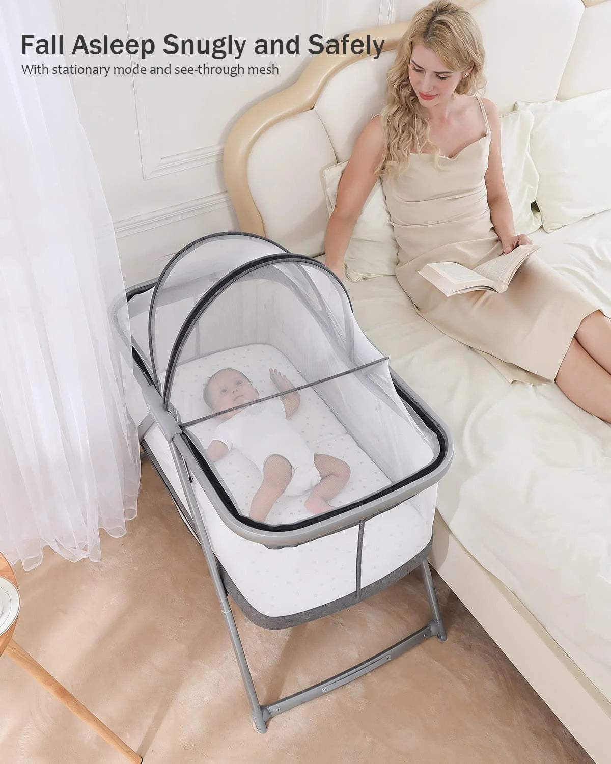 All Mesh Baby Cot with Mattress Canopy 3-In-1 Mist Ultra Travel Bed,Infant Unisex 0-8 Months